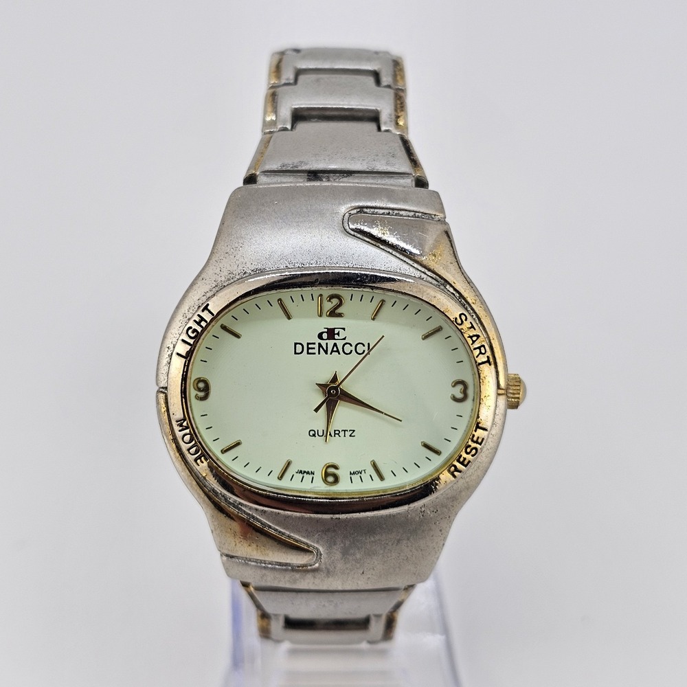 Men's Watch 38MM Cream Dial Two Tone Bracelet Band 6.5" New Battery